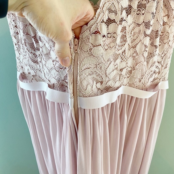 Bridesmaids Dress Lace V-Neck Cameo Long NWT 14 - Picture 8 of 11